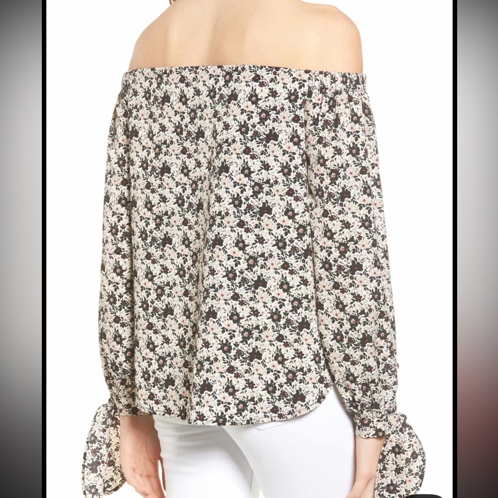 Chelsea28 Floral Print Tie Sleeve Blouse